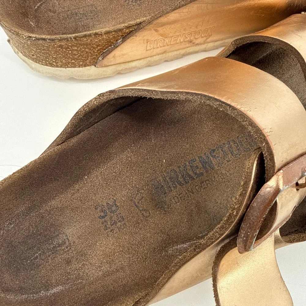 Birkenstock Arizona Metallic Copper Rose Gold Sandals Womens 38 US 7 7.5 Boho